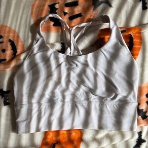 White Lululemon Sports Bra with Cross Back